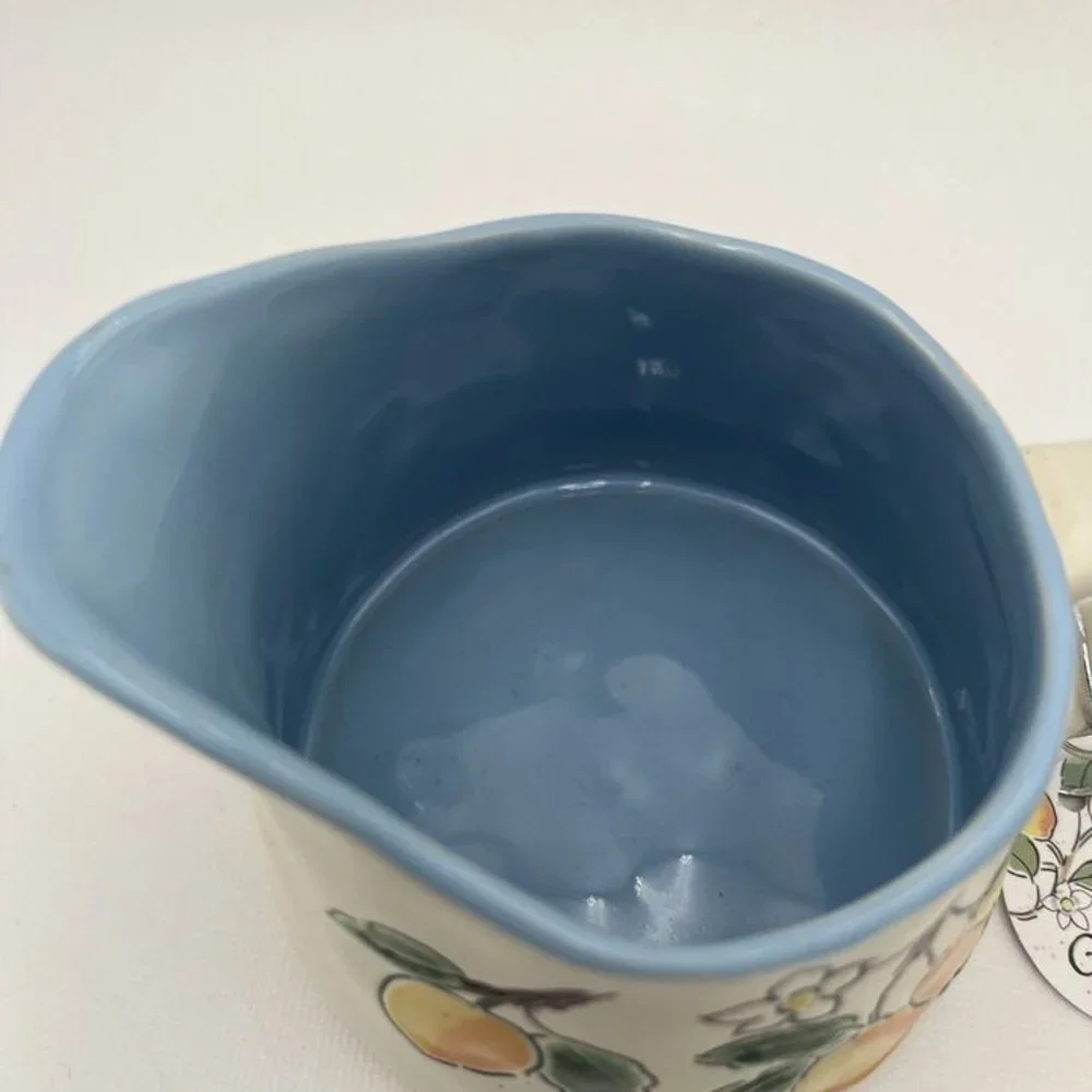 Spectrum Designz Lemons Sugar Bowl W/ Lid & Creamer Pot, NWOT
